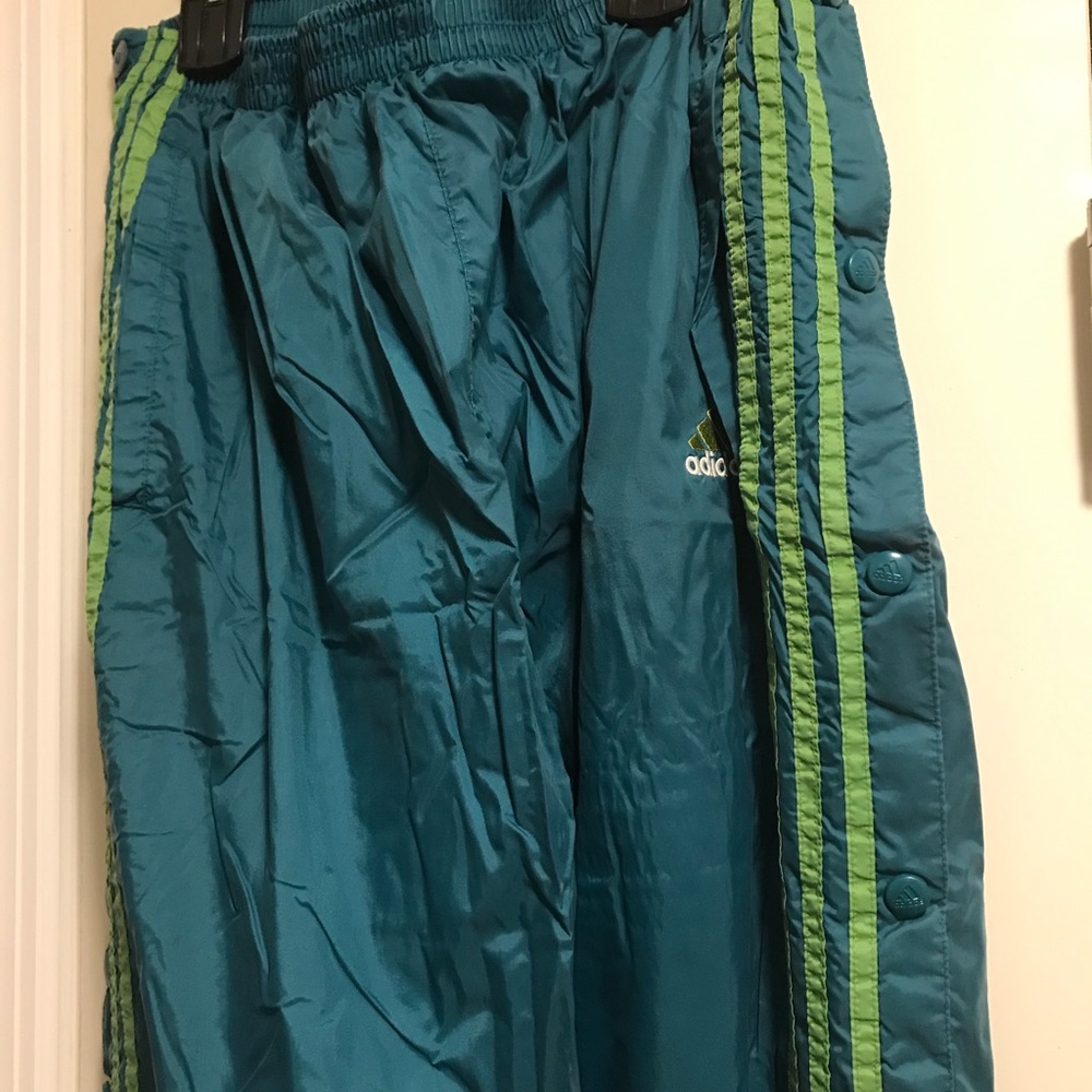Adidas tear away windbreaker pants.